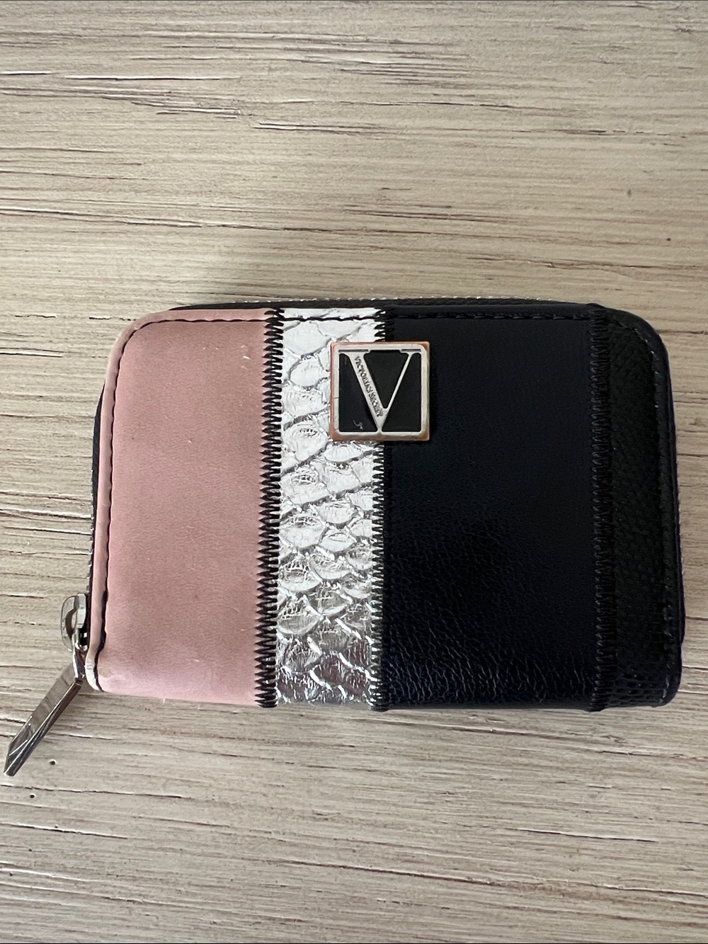 Victoria's Secret Pink, Silver & Black Zip-Around Wallet